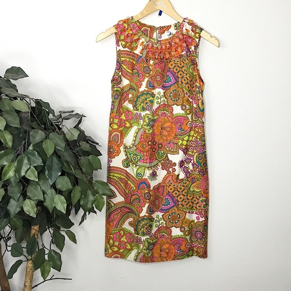 Milly of New York Bergdorf Goodman Paisley Design Silk Dress - Picture 1 of 5